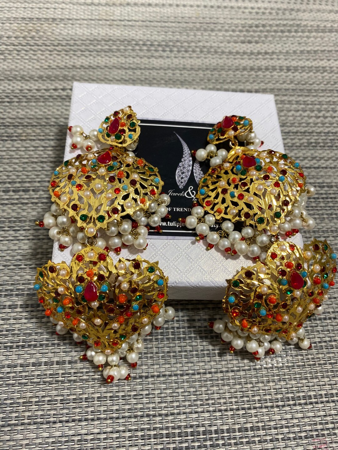 Hyderabadi Jadu Earrings Nazami Gold Plated Magar Earrings Pakistani 