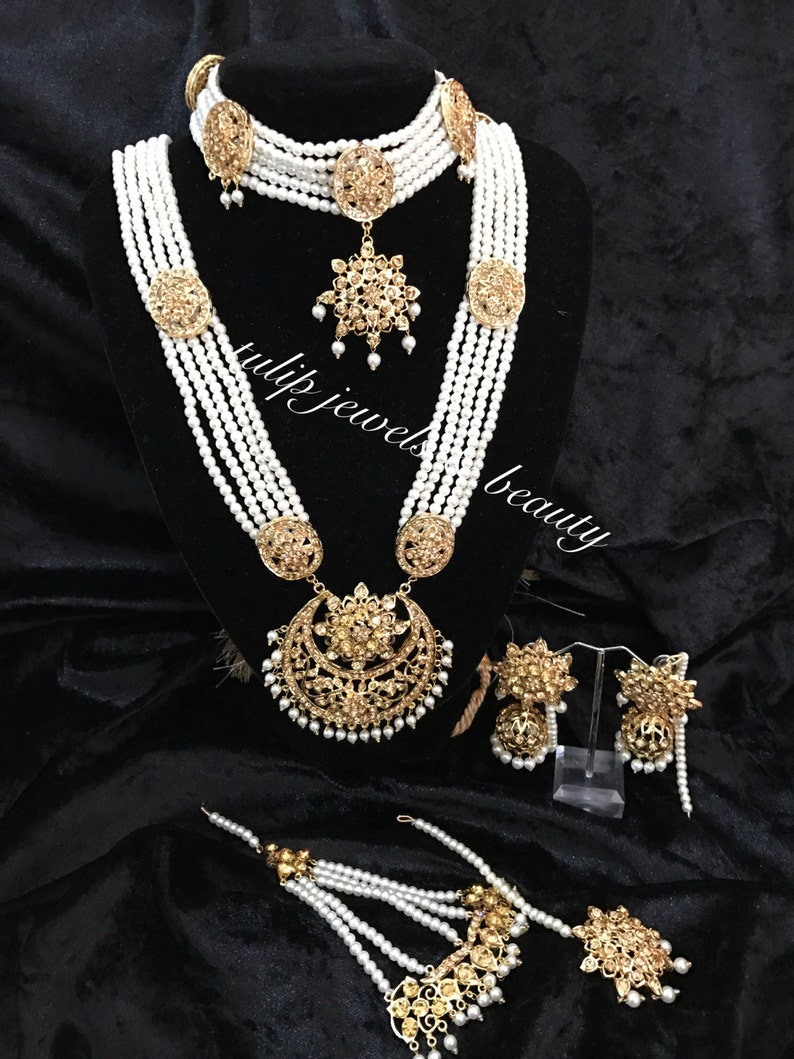 Gulluband Earrings,tikka /& Jhummar Wedding jewelry IndianPakistani Rani haar