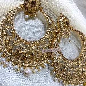 Hyderabadi Jewellery pakistandesigner jewellery big size jadu jewellery chandballi balla statement earrings sabyasachi jewellery bespoke image 2