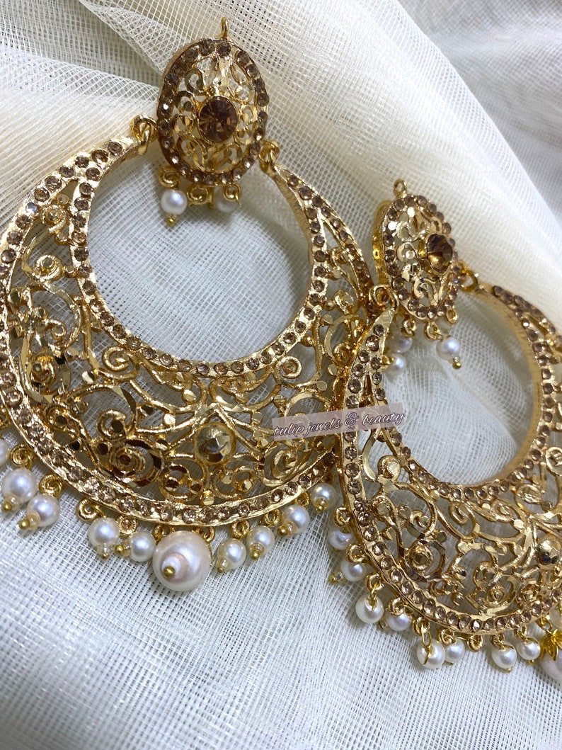 Hyderabadi Jewellery pakistandesigner jewellery big size jadu jewellery chandballi balla statement earrings sabyasachi jewellery bespoke image 2