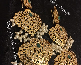 Indian vintage style tradional hyderabadi designer earrings gold plated | silver plated earrings | bridal jewellery | Pakistani earrings |