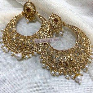 Hyderabadi Jewellery pakistandesigner jewellery big size jadu jewellery chandballi balla statement earrings sabyasachi jewellery bespoke image 1