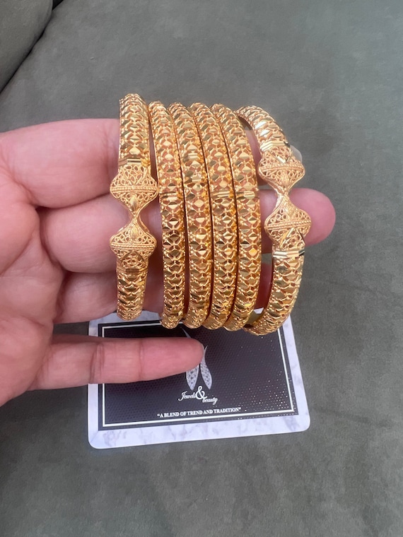 Gold Plated Bangle Set: Pakistani Indian Bridal Jewelry
