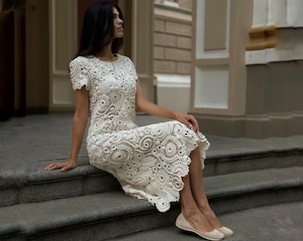 knee length dresses for ladies White Sleeveless Crochet Lace Mini Dress | Magnolia Boutique M | Women's Online Boutique | Boho Chic Style main image 1