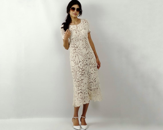 Irish Lace Dress * Irish Crochet Dress * Cotton Lace Dress * Lace Midi Dress