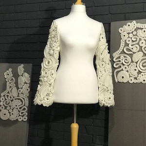 Irish Lace Jacket, Irish Crochet Coat, Victorian Coat, Renaissance Coat, Vintage Lace Coat, Statement Antique Style Coat image 16