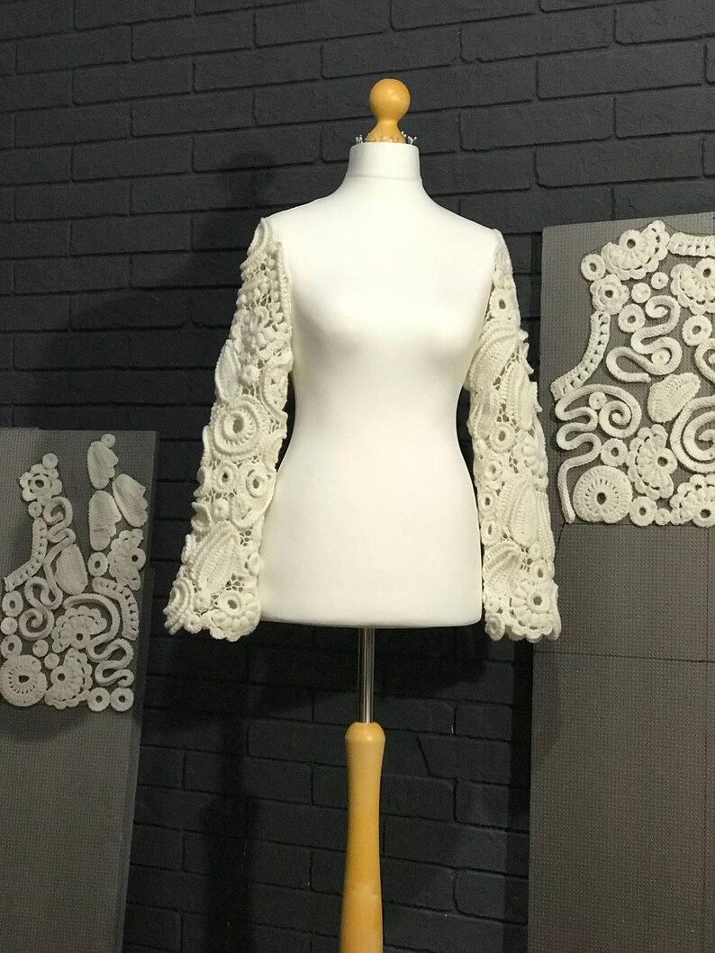 Irish Lace Jacket, Irish Crochet Coat, Victorian Coat, Renaissance Coat, Vintage Lace Coat, Statement Antique Style Coat image 16