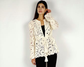 White Lace Cardigan Women, Crochet Cardigan, Summer Cardigan, Open Front Cardigan, Sheer Lace Cardigan, Everyday Lace Layer