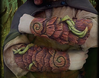 Druid dryad LARP Bracers - Handcrafted Fantasy Armor for Live Action Role-Playing Adventures and Cosplay