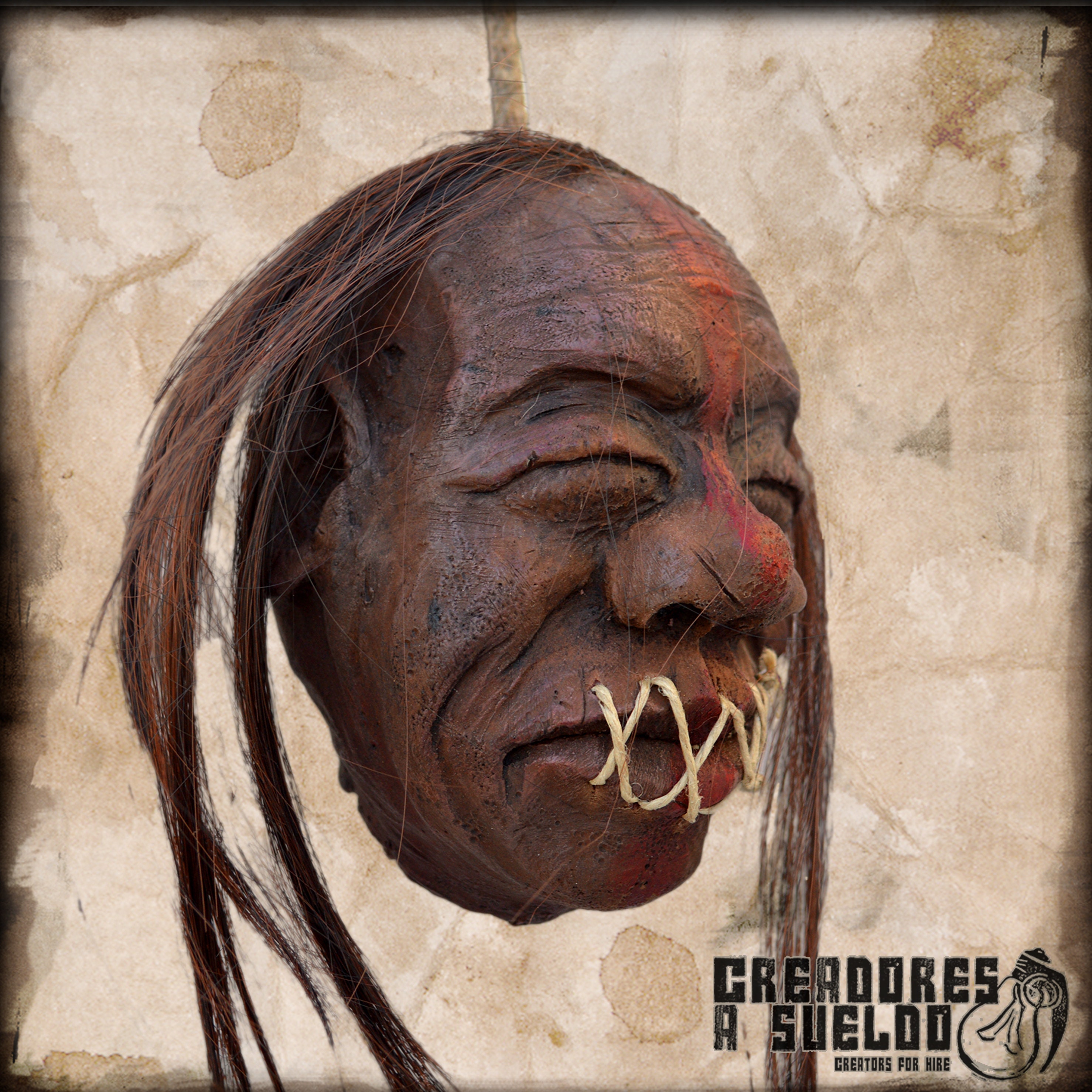 Soft foam Shrunken head for voodoo, witches, pirates and all kind of rituals (Tzantza )