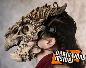 Tiamat Dragon bone flexible skull mask or shoulderpad. LARP , barbarian, necromancer, warlock ....