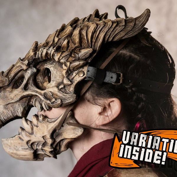 Tiamat Dragon bone flexible skull mask or shoulderpad. LARP , barbarian, necromancer, warlock ....