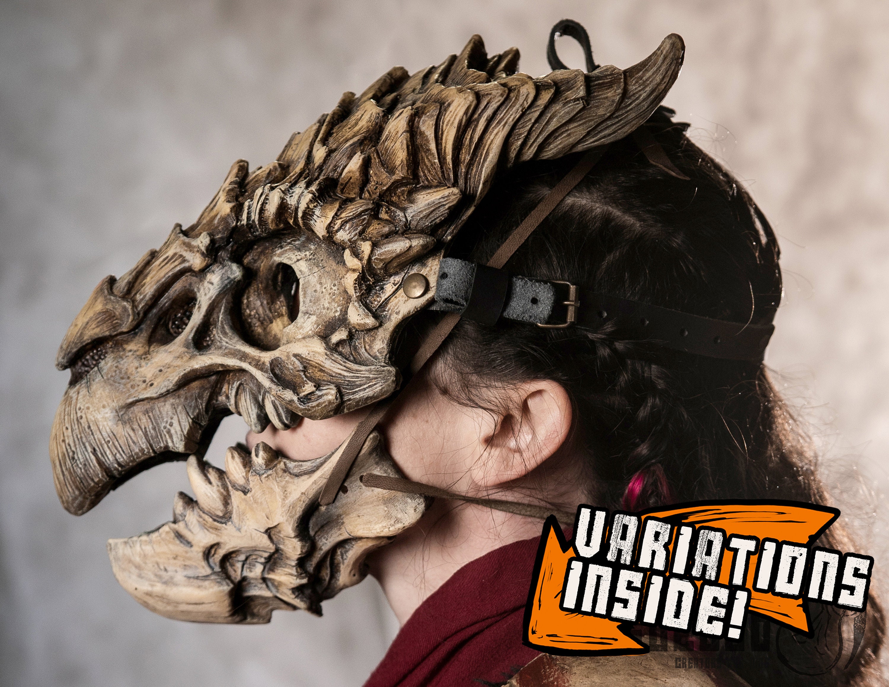 Tiamat Dragon Bone Flexible Skull Mask or Shoulderpad. LARP - Israel