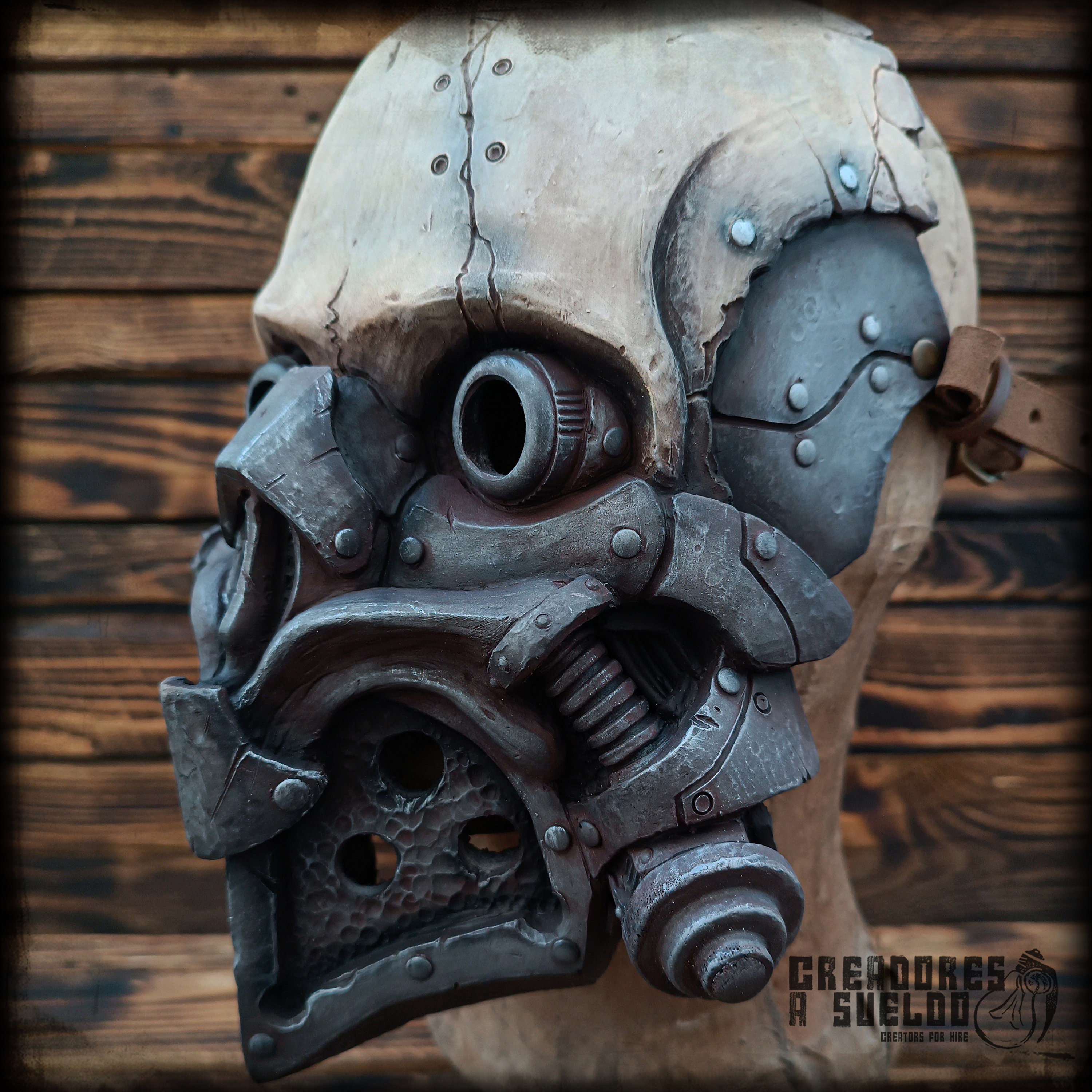 Maschera Retro Punk In Finta Pelle – Mezzo Viso Steampunk Gotico Per Festa Club Cosplay - Foto 2