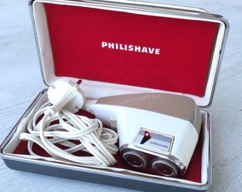 Vintage electric razor Philips with case, Electric shaver Philishave, Husband gift, Men gadget, Personal care Collection razor Grooming tool