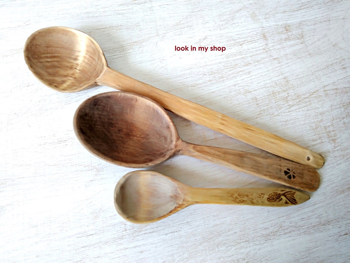 Large long wooden spoon Handcrafted cooking mixing spoon Etsy
