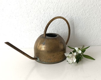 Vintage brass watering can, Watering can orchids cactus, Small copper watering can indoor plants, Kitchen shelf decor, Garden shabby decor