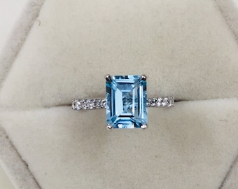 925 Silver Ring- Blue Topaz Ring- Statement Ring- Wedding Ring- Proposal Ring- Sagittarius Ring- Birthstone Ring- Dainty Ring- Gift For Her