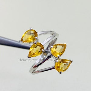 925 Sterling Silber Ring - Natürlicher Citrin Ring - November Birthstone - Silber Citrin Ring - Cocktail Ring - Hochzeitsgeschenk - Vorschlag Ring - Geschenk