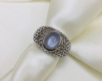 Natural Pink Moonstone Ring Brilliant Star Ring Solid Silver Ring 925 Silver Ring Handmade Ring Birthstone Ring Present Cabochon Ring