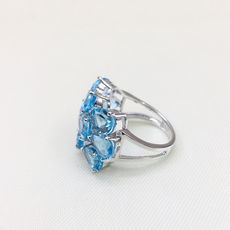 Cocktail Ring November Birthstone 925 Sterling Silver Ring Gift Wedding Gift Silver Topaz Ring Proposal Ring Natural Blue Topaz Ring
