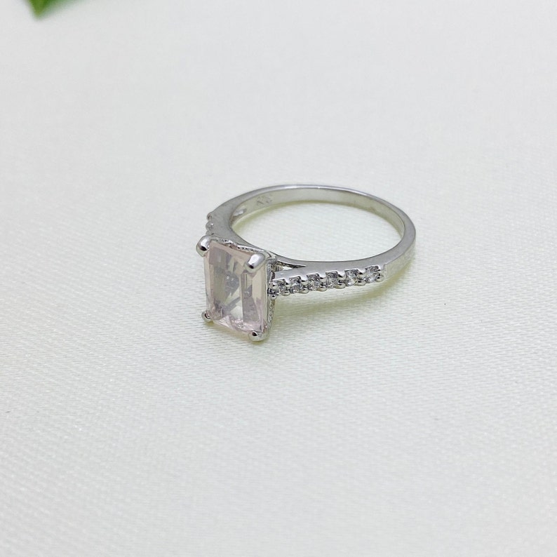 925 Silver Ring Rose Quartz Ring Statement Ring Engagement Ring Proposal Ring Anniversary Gift Birthstone Ring Minimal Ring Present image 6