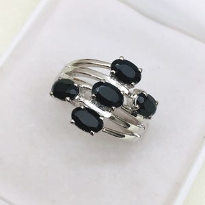 925 Silver Ring- Black Spinel Ring- Stackable Ring- Gemstone Ring- Birthstone Ring- Wedding Ring- Proposal Ring- Gift For Her- Subtle Ring