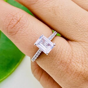925 Silver Ring Rose Quartz Ring Statement Ring Engagement Ring Proposal Ring Anniversary Gift Birthstone Ring Minimal Ring Present image 2
