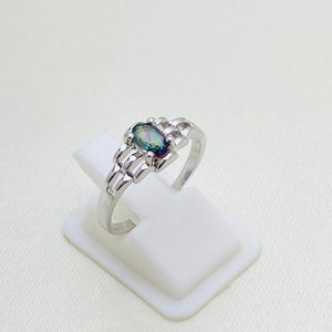 Mystic Topaz Gemstone, 925 Sterling Silver, 4X6 MM Oval, Delicate Ring, Faceted Gemstone Ring, Subtle ring, Handmade Ring, Gift
