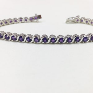 925 Silber Armband- Amethyst Armband- 3MM Rund- Tennis Armband- Amethyst Silber Armband- Hochzeitsgeschenk- Valentinstag Geschenk- Frauen Armband