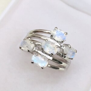 925 Silver Ring- Rainbow Moonstone Ring- Stackable Ring- Gemstone Ring- Subtle Ring- Birthstone Ring- Wedding Ring- Promise Ring- Ring Gift