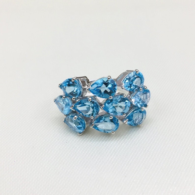 Cocktail Ring November Birthstone 925 Sterling Silver Ring Gift Wedding Gift Silver Topaz Ring Proposal Ring Natural Blue Topaz Ring