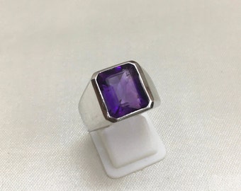 925 Silver Amethyst Ring- Natural Amethyst Ring- Men's Ring- Women's Ring- February Ring- Statement Ring- Christmas Ring- Amethyst Jewelry