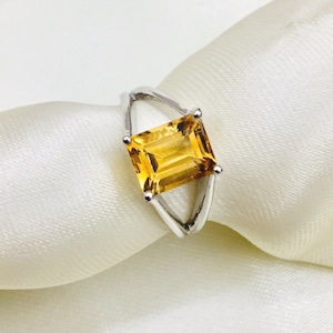 925 Silber Citrin Ring- Natürlicher Citrin Ring- Herrenring- Frauenring- November Ring- Statement Ring- Weihnachtsring- Citrin Ring