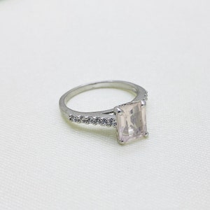925 Silver Ring Rose Quartz Ring Statement Ring Engagement Ring Proposal Ring Anniversary Gift Birthstone Ring Minimal Ring Present image 4