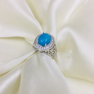 925 Silver Ring- Arizona Turquoise Ring- Cabochon Ring- Men Silver Ring- Christmas Gift- Birthstone ring- Cluster Ring- Signet Gemstone Ring