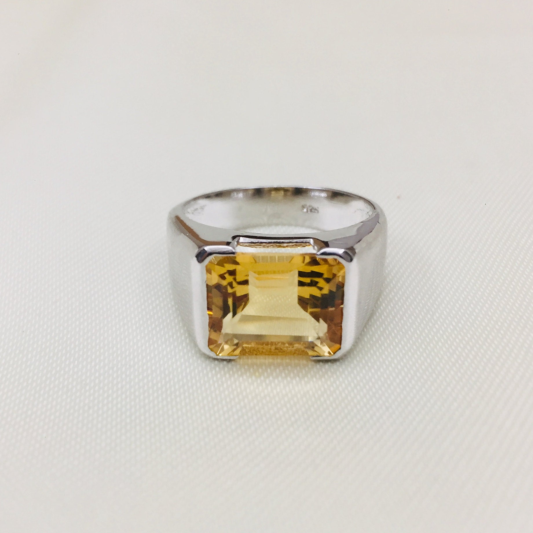 Sterling Silver Ring With Natural Citrine Gemstone Ring | Etsy