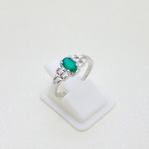 Natural Green Onyx Gemstone, 925 Sterling Silver, 4X6 MM Oval, Delicate Ring, Faceted Gemstone Ring, Subtle ring, Handmade Ring, Women RIng
