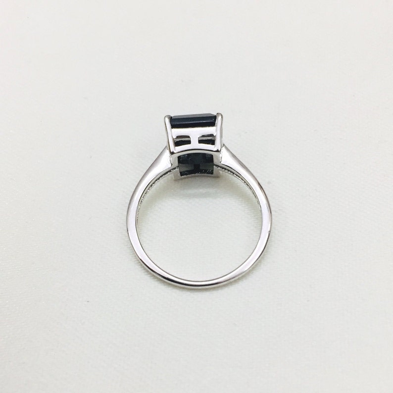 Natural Black Spinel Ring Handmade Ring Stacking Ring Octagon Gemstone Ring 925 Silver Ring August Birthstone Gift Solid Silver Ring