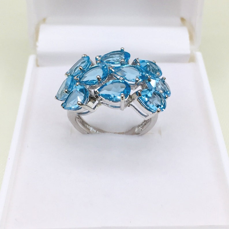 Cocktail Ring November Birthstone 925 Sterling Silver Ring Gift Wedding Gift Silver Topaz Ring Proposal Ring Natural Blue Topaz Ring