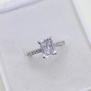 925 Silver Ring Rose Quartz Ring Statement Ring Engagement Ring Proposal Ring Anniversary Gift Birthstone Ring Minimal Ring Present image 7
