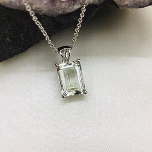 925 Sterling Silver Pendant- Natural Green Amethyst Pendant Necklace- 10X14 Octagon Pendant- February Birthstone- Handmade Pendant- Present