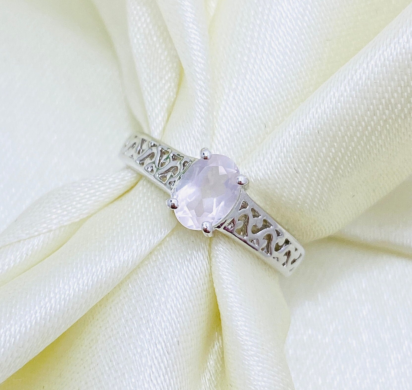 Natural Rainbow Moonstone Gemstone, 925 Sterling Silver, 5X7 MM Oval Cut Ring, Filigree Ring, Birthstone Ring, Faceted Gemstone Ring, Gift