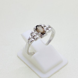 Natural Smokey Quartz Gemstone, 925 Sterling Silver, 4X6 MM Oval, Delicate Ring, Faceted Gemstone Ring, Subtle ring, Handmade Ring, Gift