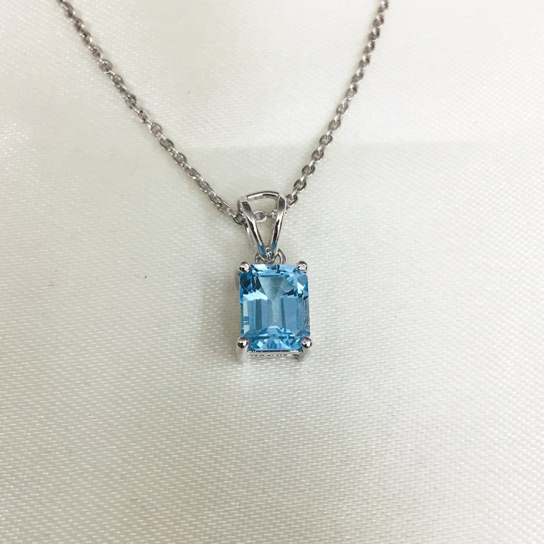 925 Sterling Silver Pendant- Natural Blue Topaz - Solid Silver Pendant ...