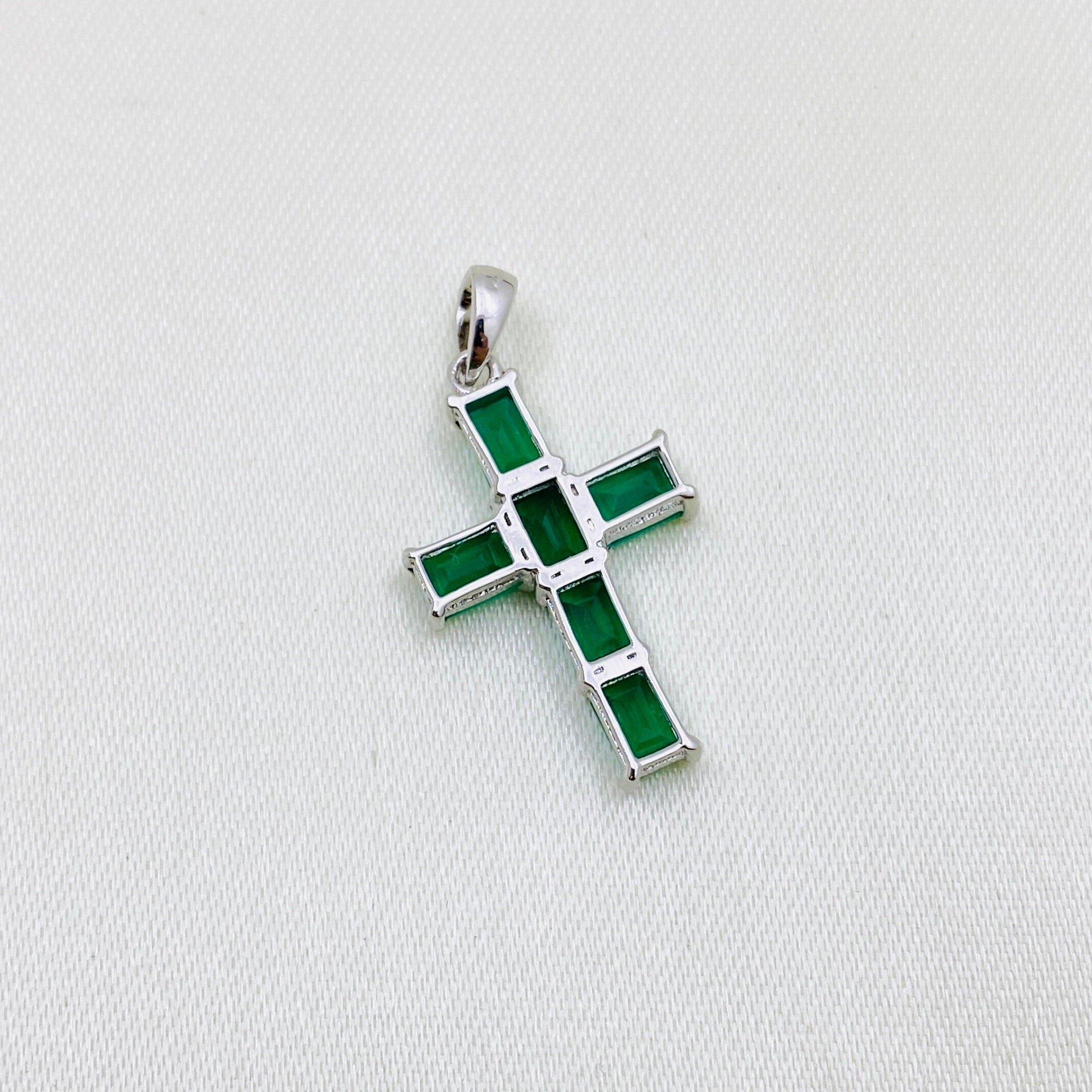 Natural Green Onyx Gemstone Pendant – Handmade Silver Plated Jewelry, 3.35