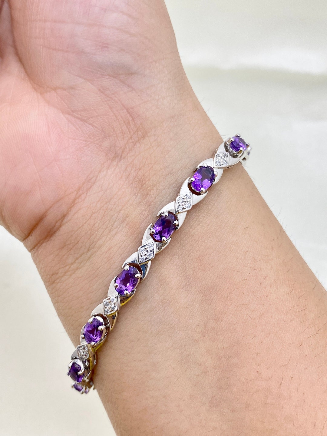 Beaded Sterling Silver Bracelet With Ametrine and Rose