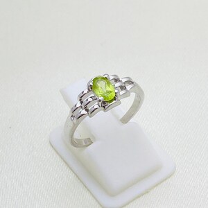 Natural Peridot Gemstone, 925 Sterling Silver, 4X6 MM Oval, Delicate Ring, Faceted Gemstone Ring, Subtle ring, Handmade Ring, Women Ring
