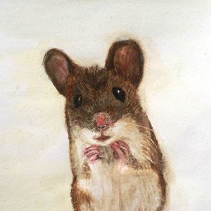 Little Mouse Artwork. Brown house mouse print.  A field mouse nursery decor. A cute mouse art gift, small animal  gift. Mouse Illustration.
