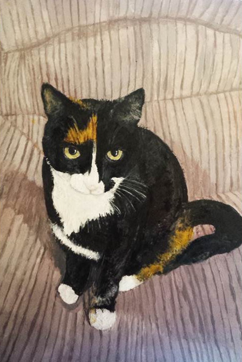 Custom Cat Portrait. Acrylic cat portrait, Hand painted pet portrait. A personal pet portrait, Cat memorial gift, Acrylic Cat painting gift image 1